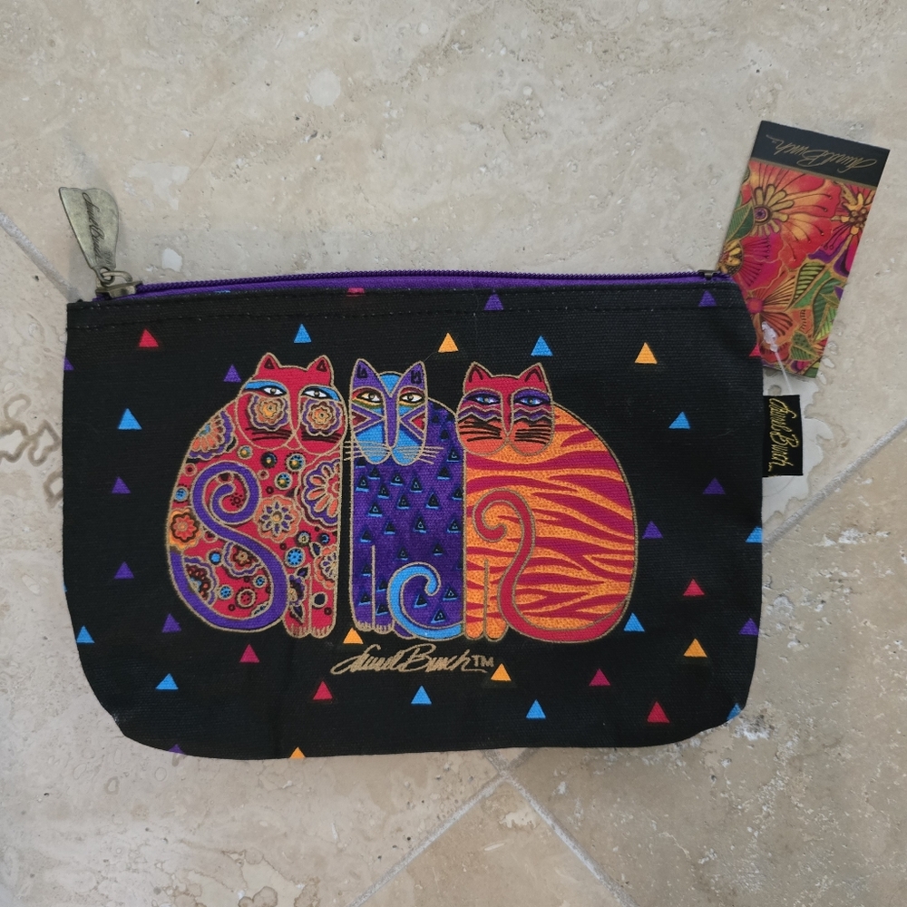Laurel Burch Collectable Colorful Cat Design Pouch NWT's